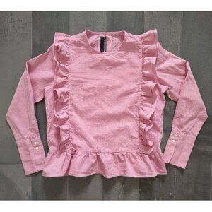 NWOT - Western Range linen blend ruffle blouse - M - pink